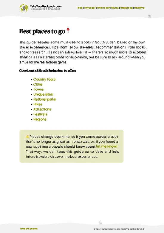 example page 5 from our offline Travel Guide for South Sudan